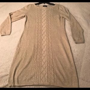 Gold Shimmer Sweater Dress